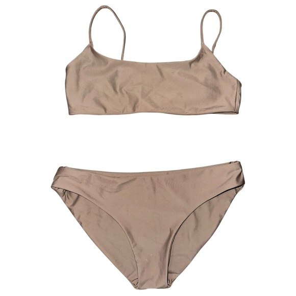Jade Swim Women’s Size S Taupe Scoop Top Lure Bikini Bottom Swim Set - Picture 1 of 4